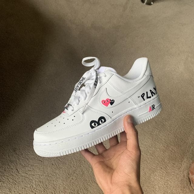 Custom Air Force 1 Pink CDG White Off-White Laces