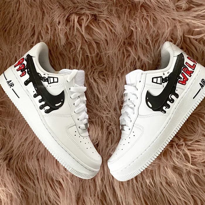 Black drip Juice WRLD inspired custom Air Force 1 sneakers with handmade finish