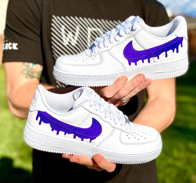Custom Purple Nike Drip Air Force Ones