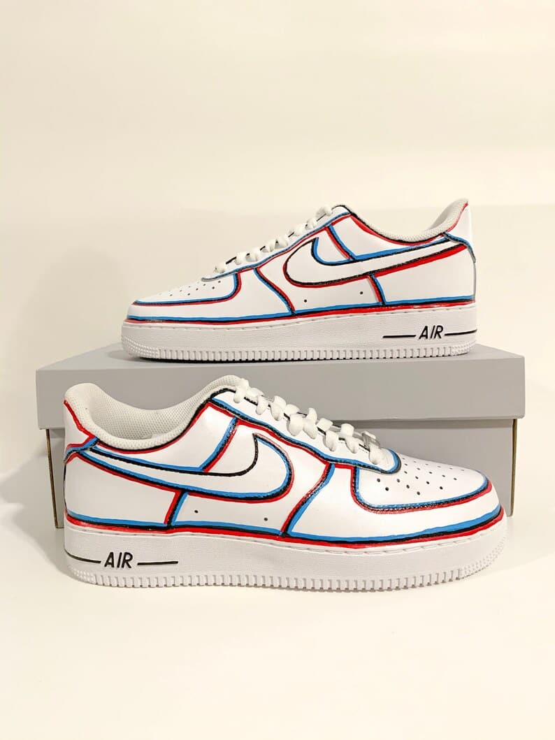 blue Outline Custom Air Force 1