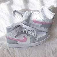 Custom Air Jordan 1 Mid Pink Grey