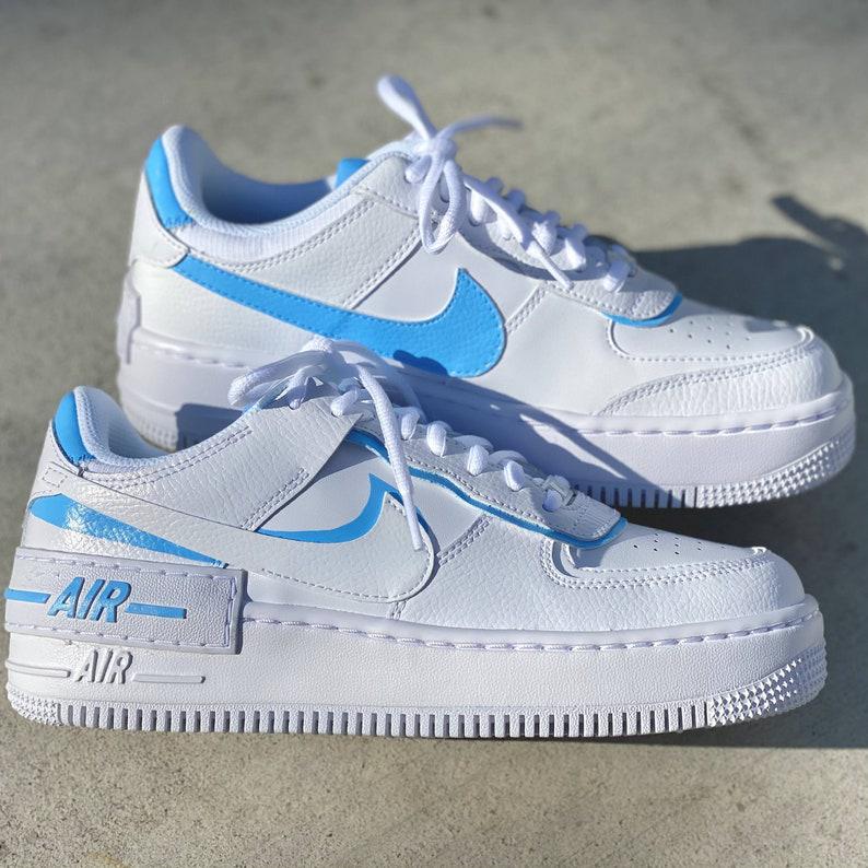 Custom Blue Nike Air Force Ones Shadow