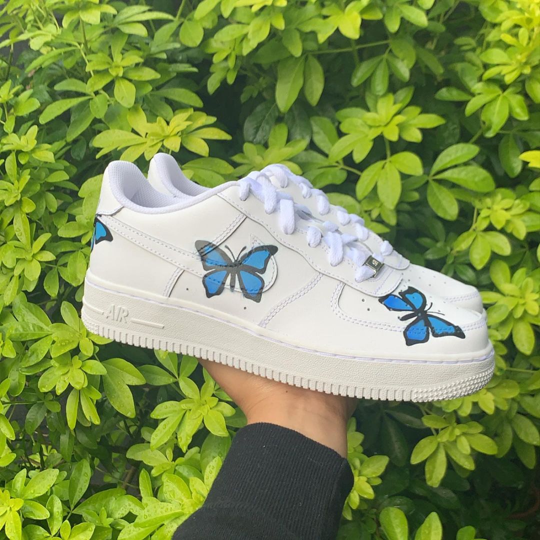 Hand painted Blue Butterfly Air Force 1’s