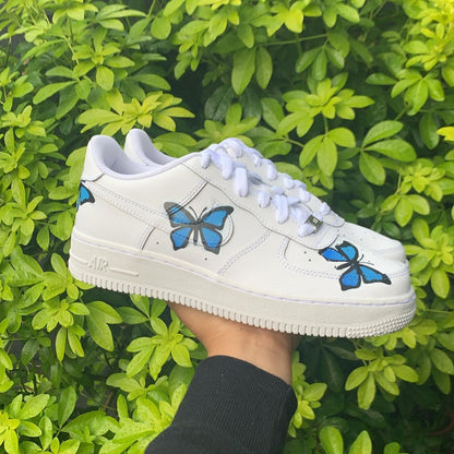 Hand painted Blue Butterfly Air Force 1’s