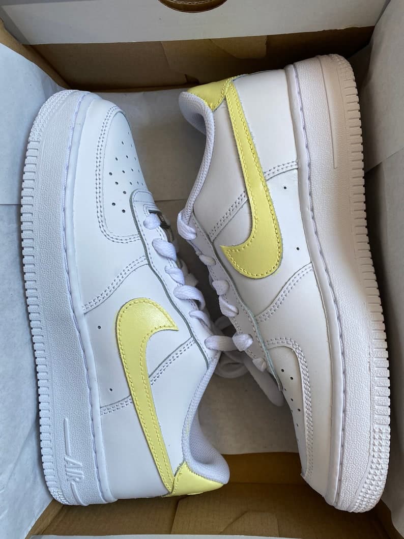 Custom Air Force 1 pastel Yellow Swoosh