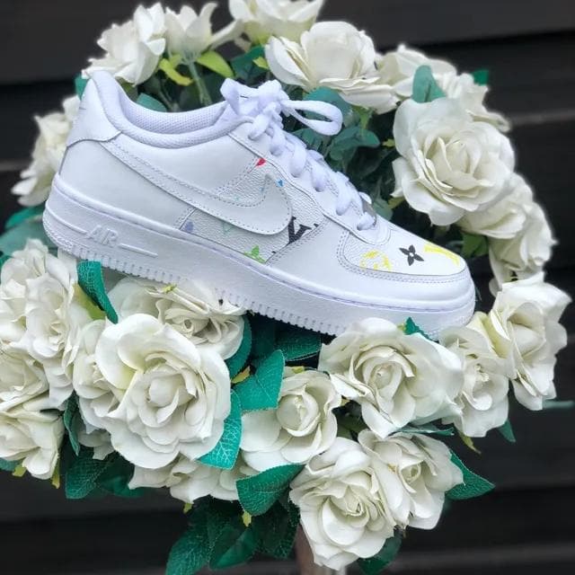 Custom Air Force 1 White Multi Monogram LV