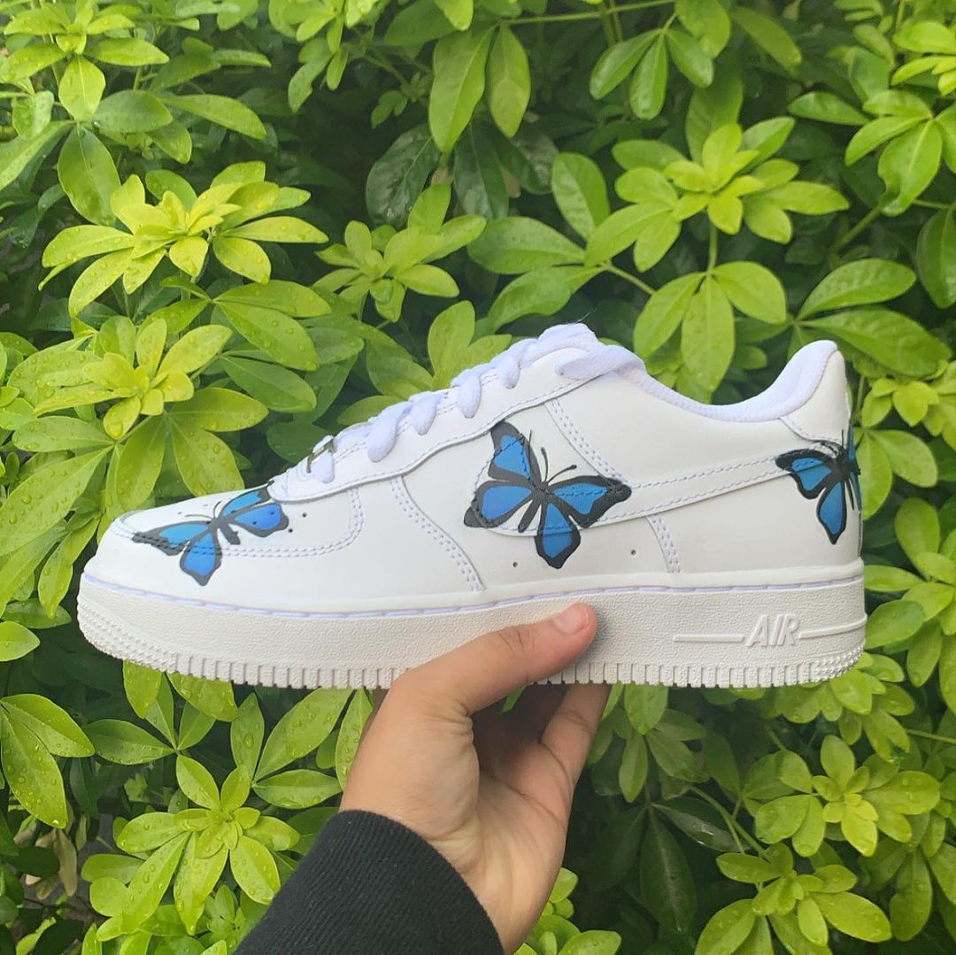 Hand painted Blue Butterfly Air Force 1’s