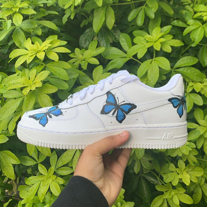 Hand painted Blue Butterfly Air Force 1’s