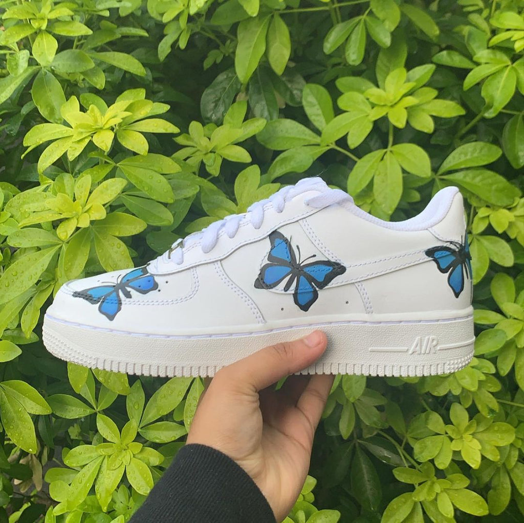 Hand painted Blue Butterfly Air Force 1’s