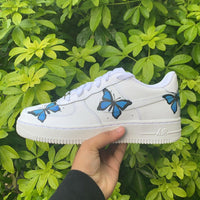 Hand painted Blue Butterfly Air Force 1’s