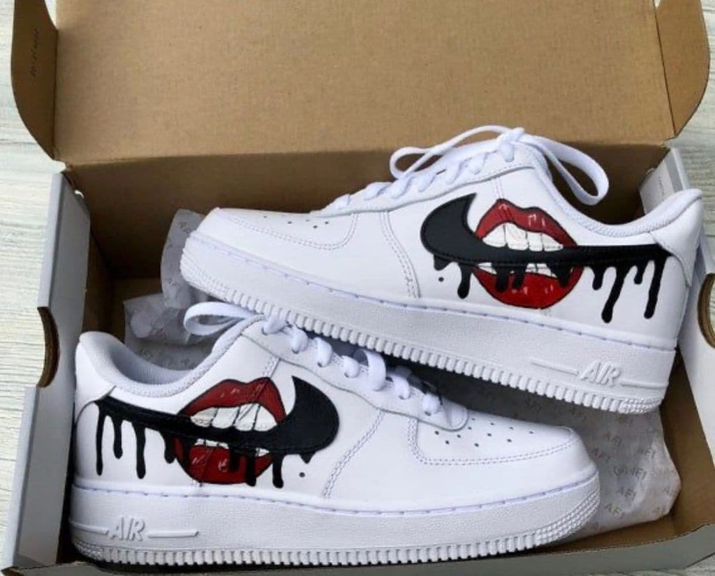 Red Lips Black Drip Air Force 1s