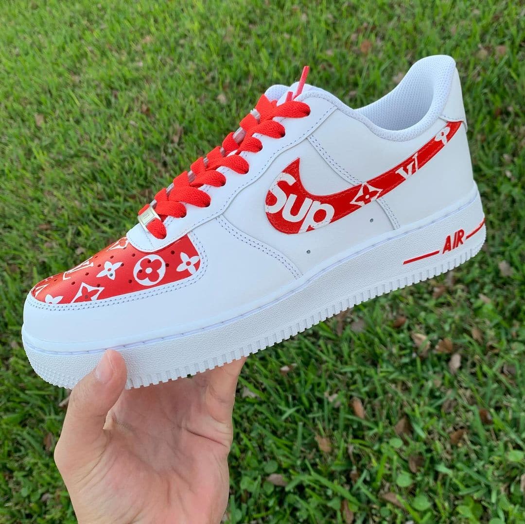 Red Louis Vuitton X Supreme af1