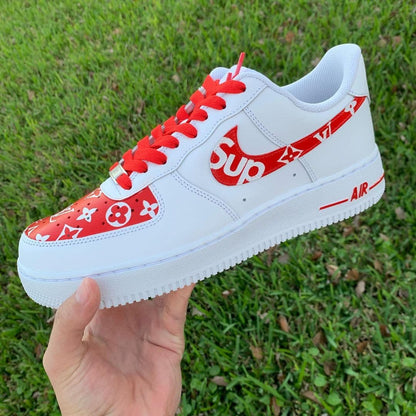 Red Louis Vuitton X Supreme af1