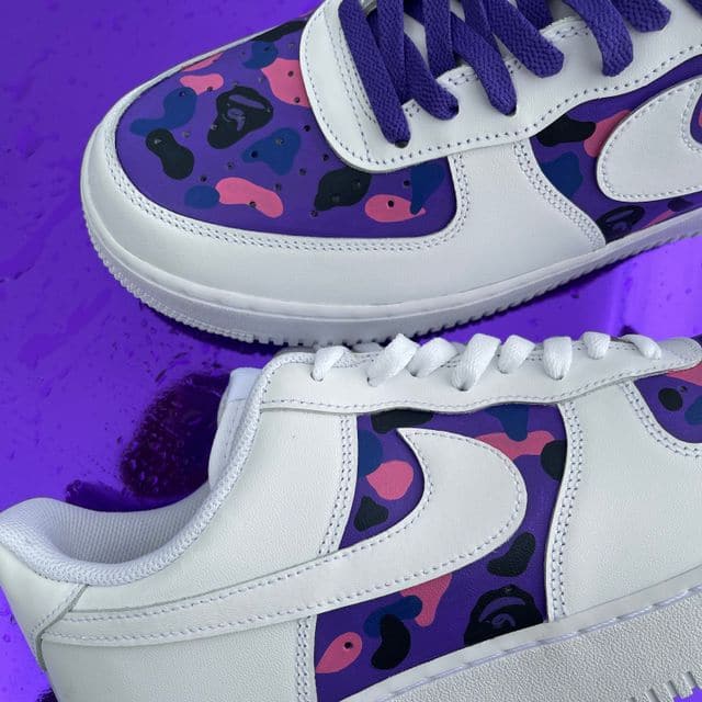 Custom Air Force 1 Purple painted Bape