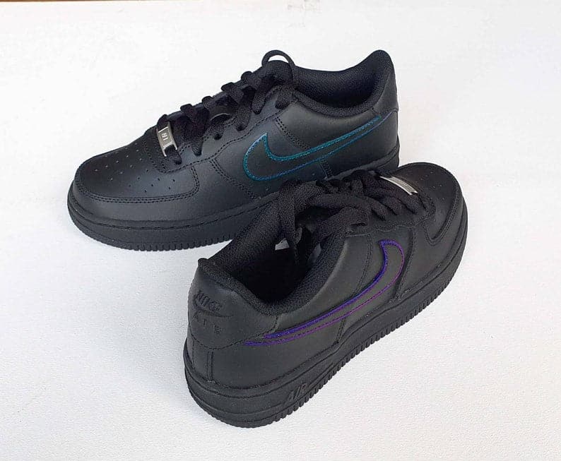 Painted Tick Design Custom Black Nike Air Force 1