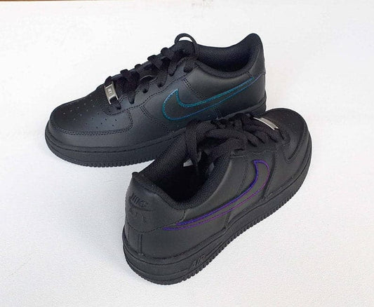 Painted Tick Design Custom Black Nike Air Force 1