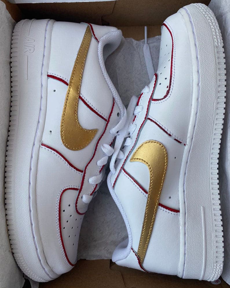 Nike Air Force 1 X Red With Gold Tick