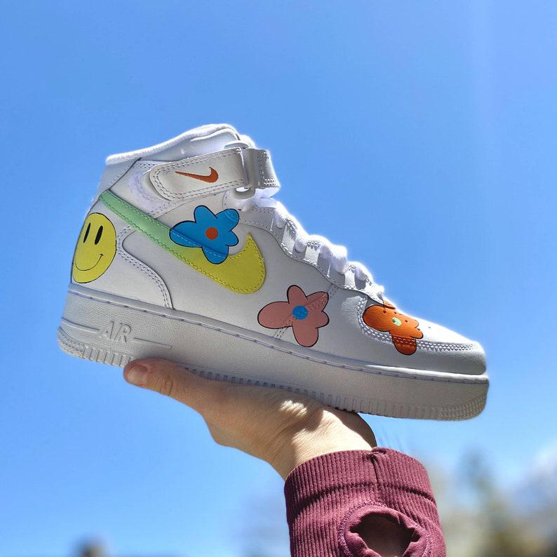 Custom Air Force 1 Hippie 70s Smiley Face