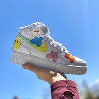 Custom Air Force 1 Hippie 70s Smiley Face