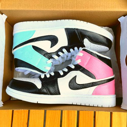 Custom Air Jordan 1 X Pink BLUE Mid