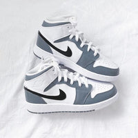 Custom Air Jordan 1 White Swoosh Grey Sneakers