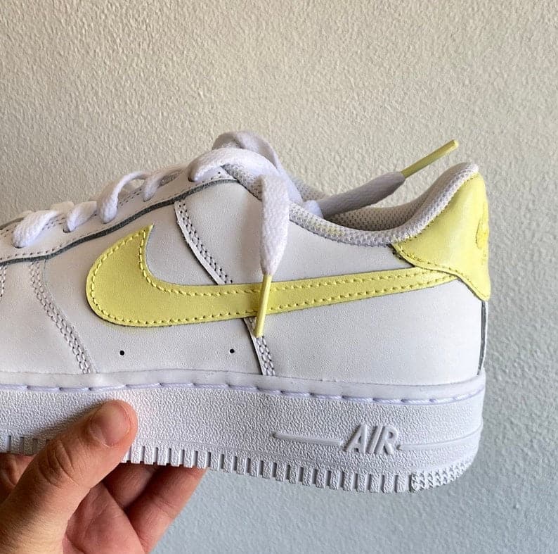 Custom Air Force 1 pastel Yellow Swoosh