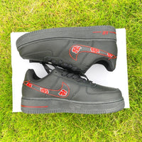 Custom Air Force 1 X Black and Red clouds