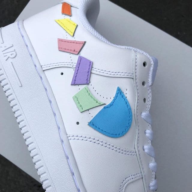 Custom Air Force 1 destroyed swooshes PASTEL
