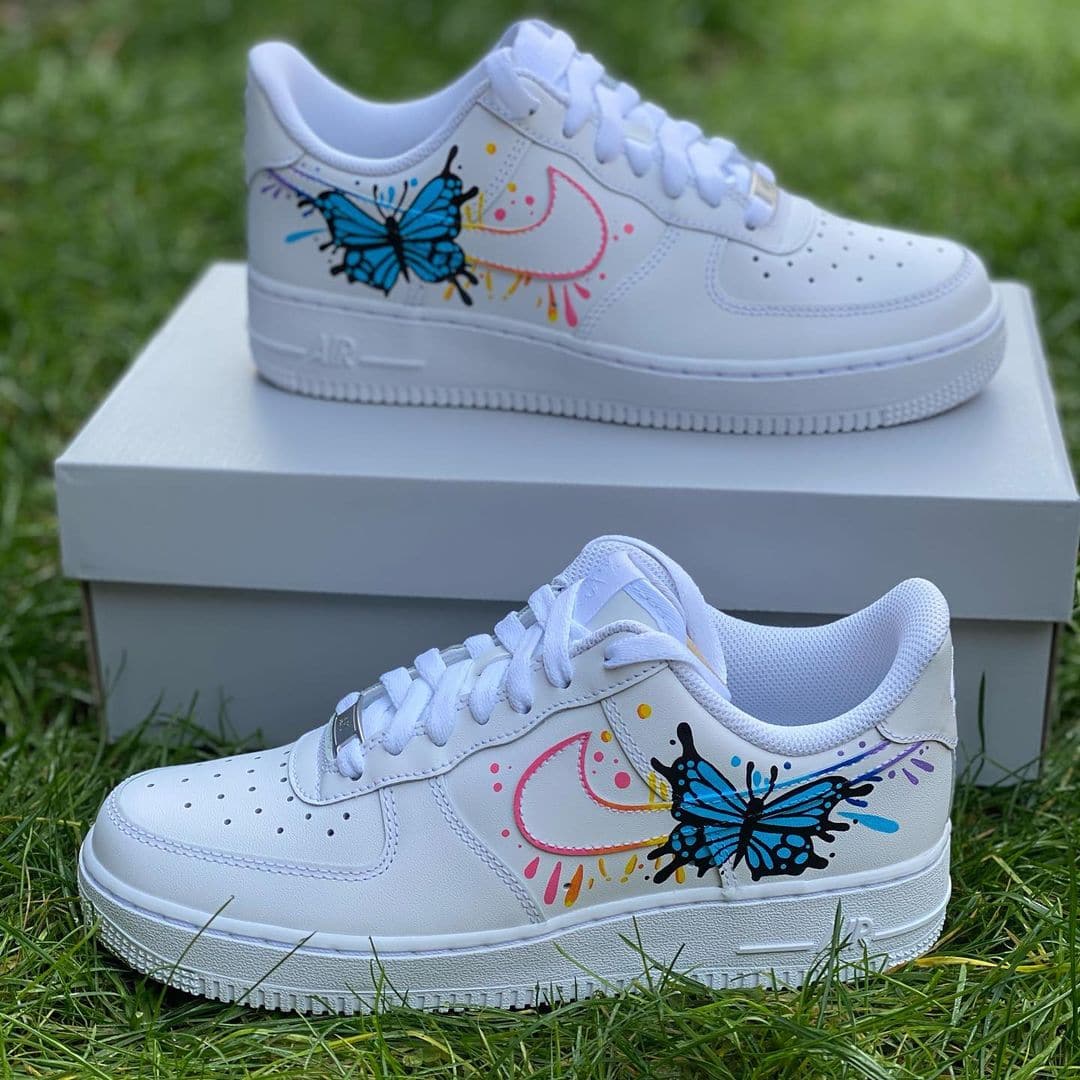 Rainbow Splatter Butterfly Air Force 1s