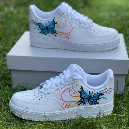 Rainbow Splatter Butterfly Air Force 1s
