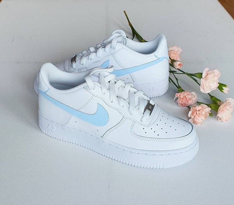 Baby Blue Tick Hand-painted Custom Nike Air Force 1