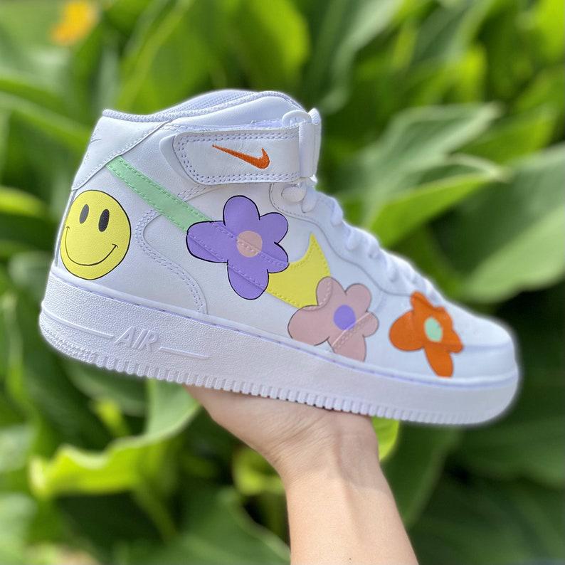 Custom Air Force 1 Hippie 70s Smiley Face