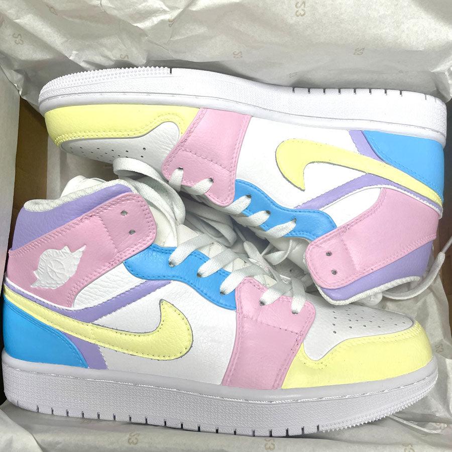 Custom Air Jordan 1 Pink Blue Yellow