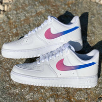 Custom Blue pink gradient Nike Air Force Ones swoosh
