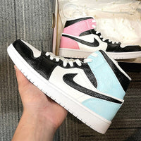 Custom Air Jordan 1 X Pink BLUE Mid