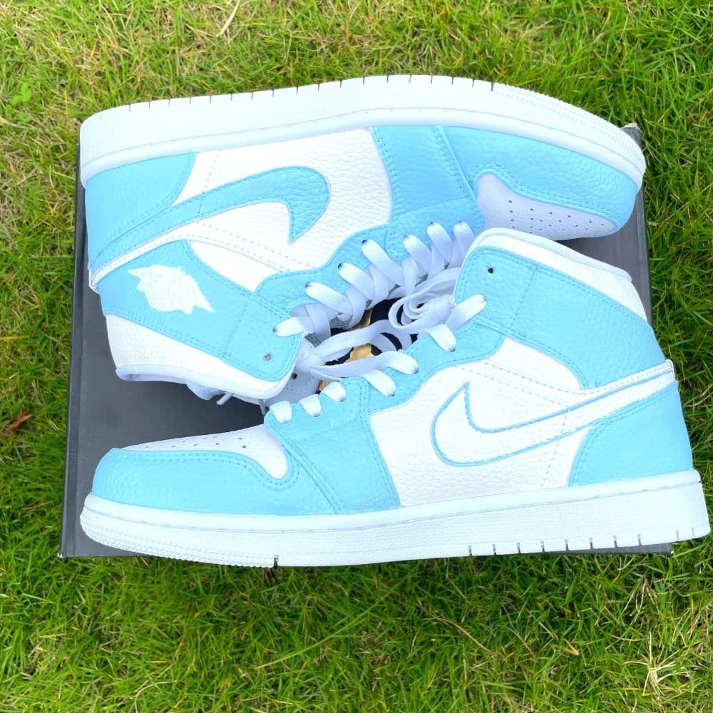 Custom Air Jordan 1 X Baby Blue White Swoosh