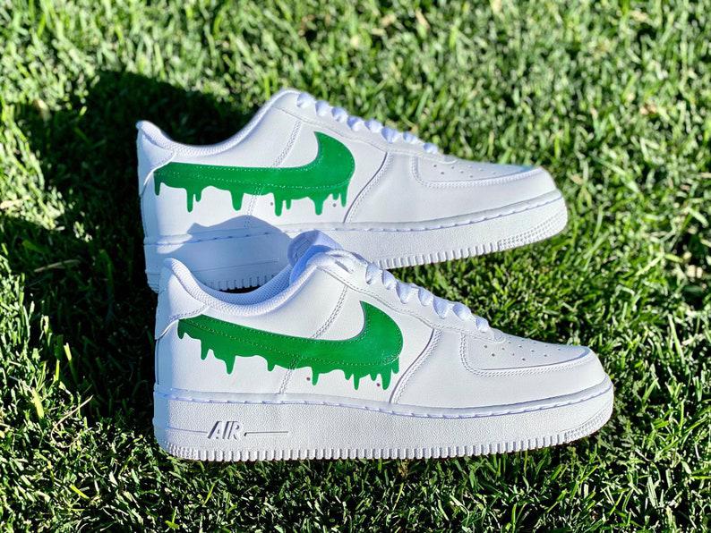 Custom Green Nike Drip Air Force Ones