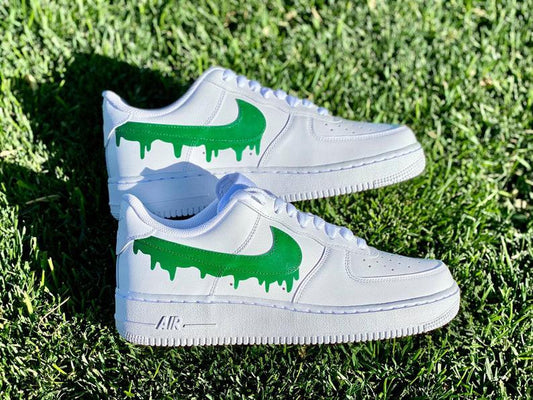 Custom Green Nike Drip Air Force Ones