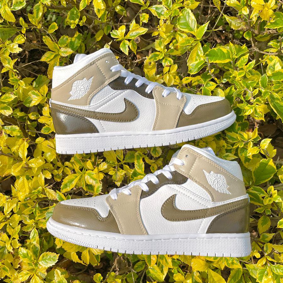 custom air jordan 1 beige brown