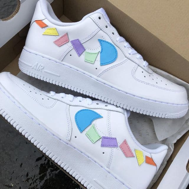 Custom Air Force 1 destroyed swooshes PASTEL