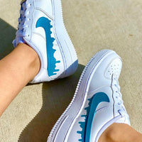 Custom Teal Green Nike Drip Air Force Ones
