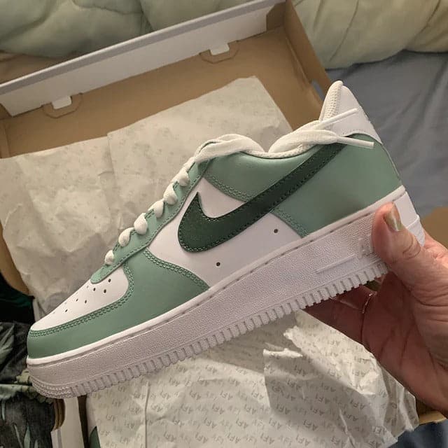 Sage Green Colorblock Air Force 1 Handpainted Custo