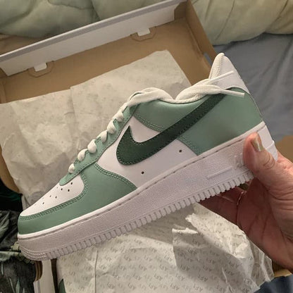 Sage Green Colorblock Air Force 1 Handpainted Custo