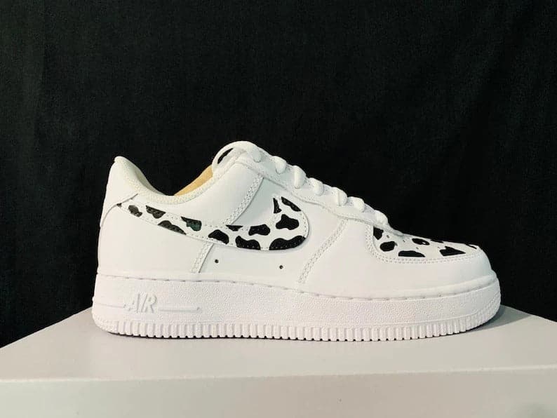 Custom Nike Air Force 1 Cow Print Black