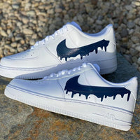 Custom Dark Blue Nike Drip Air Force Ones