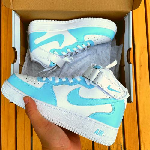 Custom Air Force 1 Mid Baby Blue