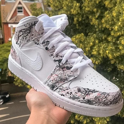 Custom Air Jordan 1 Pink Grey Splatter