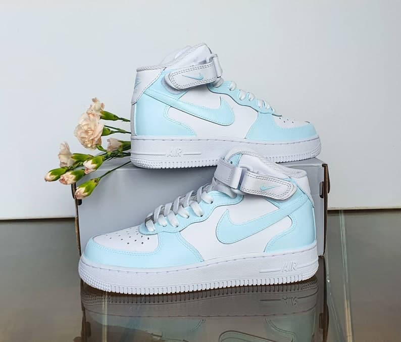 Baby Blue Colour Block Hand-painted Custom Nike AF1