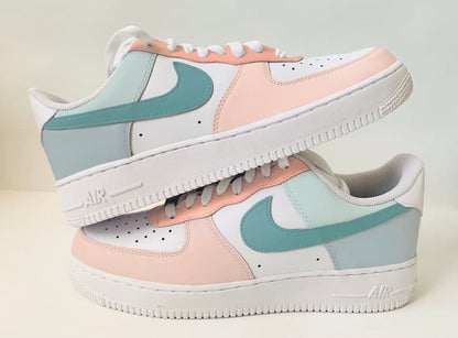 Pink and Bule Custom Air Force 1's water Resistant