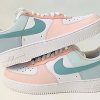 Pink and Bule Custom Air Force 1's water Resistant
